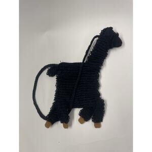 Peruvian Style Handwoven Wool Alpaca Crossbody Purse Bag Black